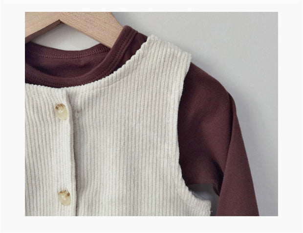 Infant Jumpsuit Male Baby Corduroy Vest Bag Fart Romper
