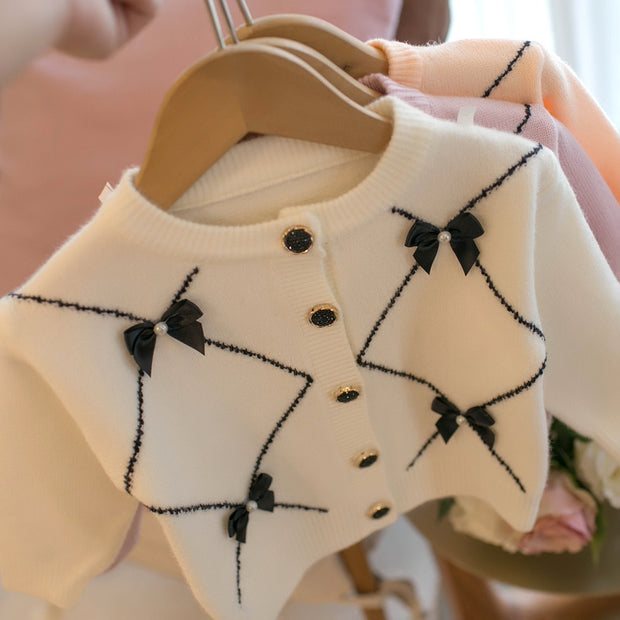Children's Sweater Bow Knot Girls' Cardigan