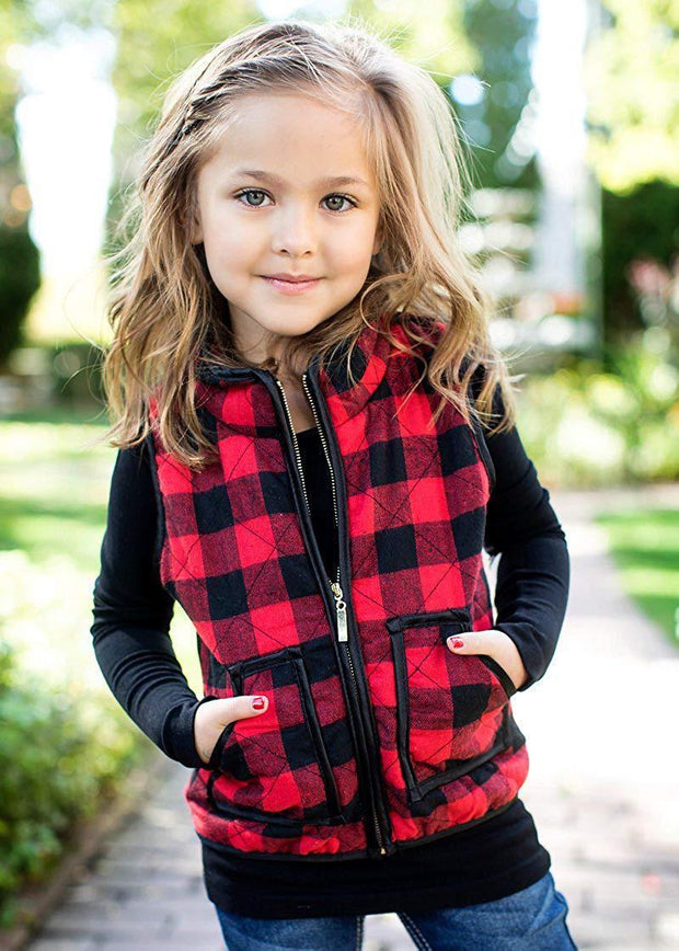 Children's Sleeveless Quilted Plaid Vest Vest
