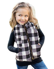 Children's Sleeveless Quilted Plaid Vest Vest