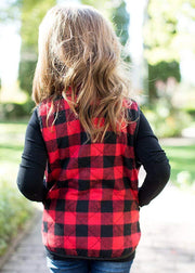 Children's Sleeveless Quilted Plaid Vest Vest